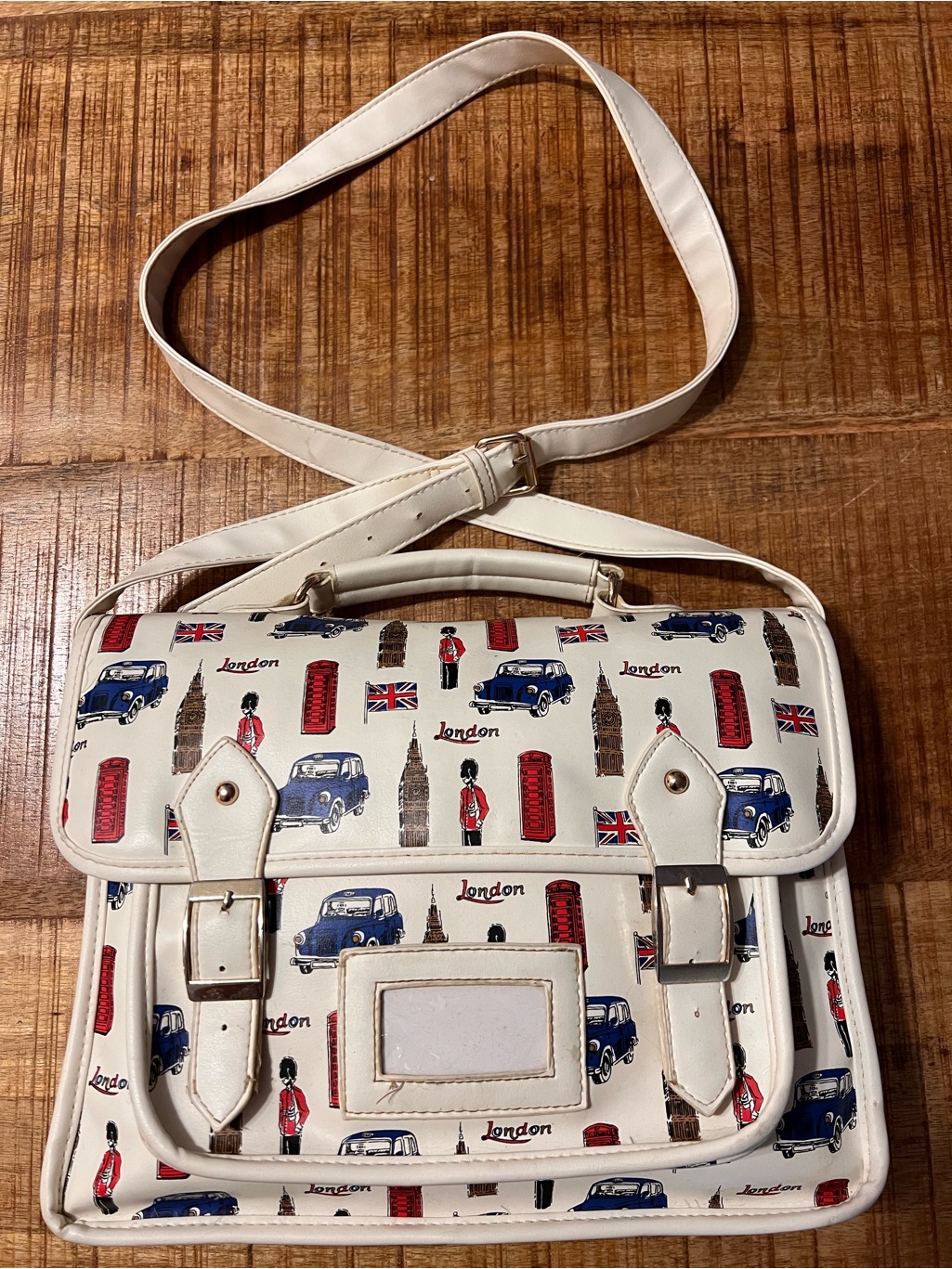 White London Print Crossbody Satchel